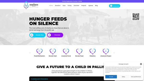 Screenshot of the Anonymous Giving website