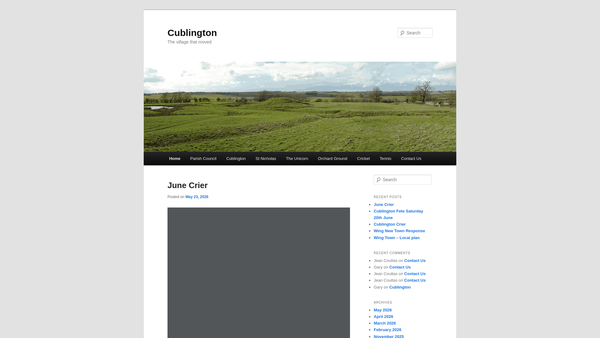 Screenshot of the Cublington Orchard Ground Association website