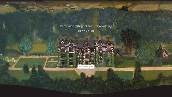 Screenshot of the Pererinion Ysbrydol Festival Academy website