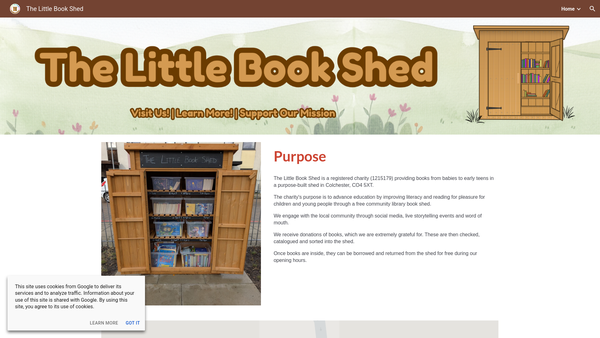 Screenshot of the The Little Book Shed website