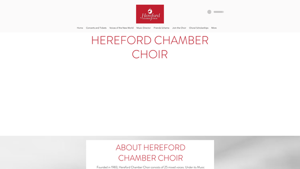 Screenshot of the Hereford Chamber Choir website