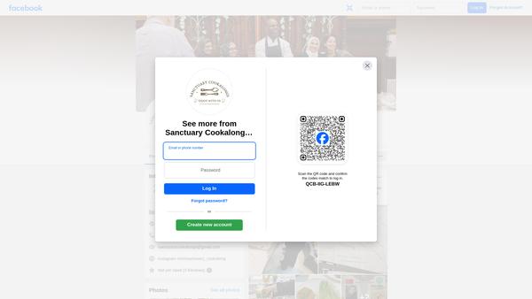 Screenshot of the Sanctuary Cookalongs website