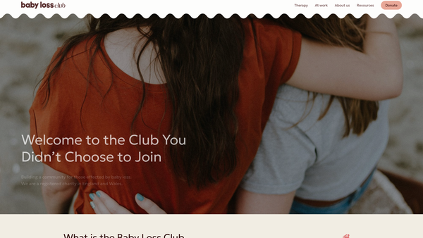 Screenshot of the Baby Loss Club website