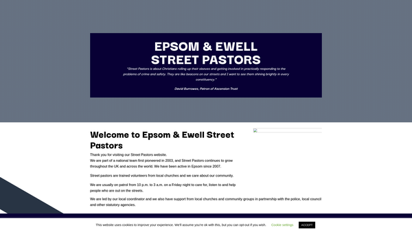 Screenshot of the Epsom Street Pastors website