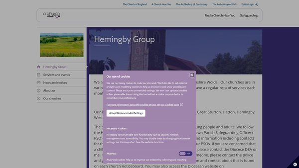 Screenshot of the The Parochial Church Council Of The Ecclesiastical United Parish Of The Hemingby Group In The Diocese Of Lincoln website