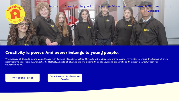 Screenshot of the The Agency Of Change website