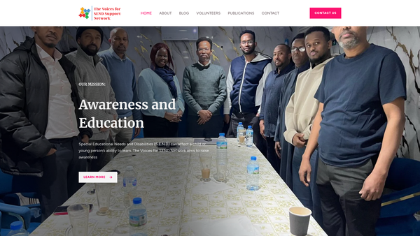 Screenshot of the Voices For Send Support Network website