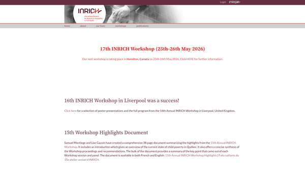 Screenshot of the International Network For Research On Inequalities In Child Health (Inrich) website