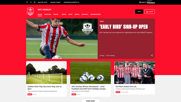 Screenshot of the AFC Henley Limited website