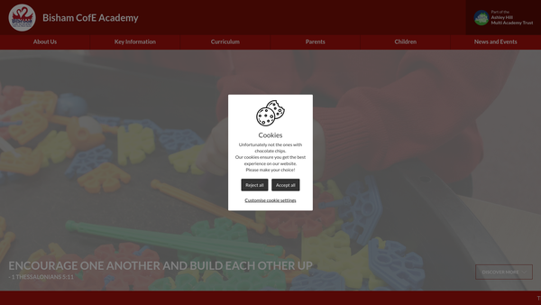 Screenshot of the Bisham Academy PTA website