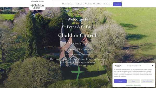 Screenshot of the The Parochial Church Council Of The Ecclesiastical Parish Of St Peter And St Paul, Chaldon, In The Diocese Of Southwark website