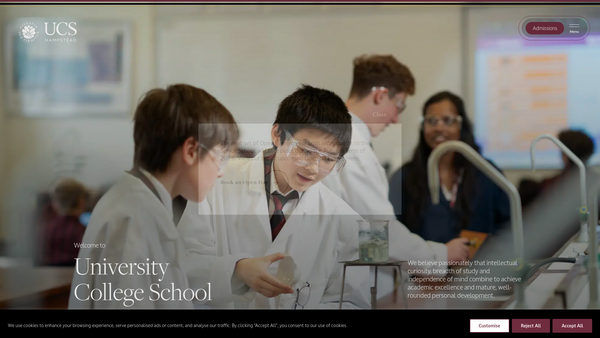 Screenshot of the University College School website