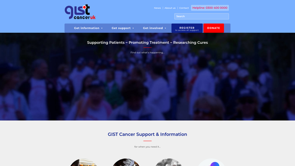 Screenshot of the Gist Cancer UK website