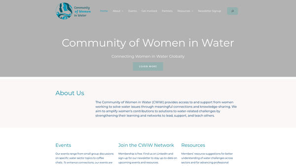 Screenshot of the Community Of Women In Water website