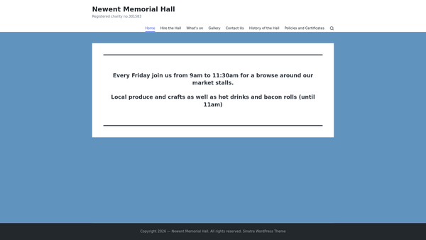 Screenshot of the Newent Memorial Hall website