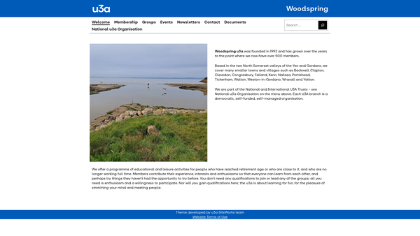 Screenshot of the Woodspring U3A website