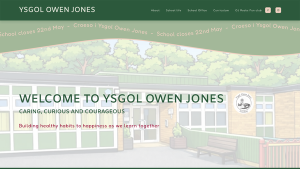 Screenshot of the Ysgol Owen Jones PTA website