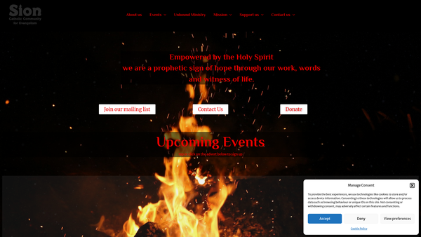 Screenshot of the Sion Catholic Community For Evangelism website