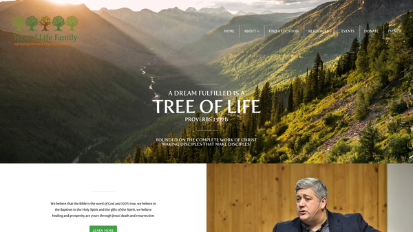 Screenshot of the Tree Of Life Church website
