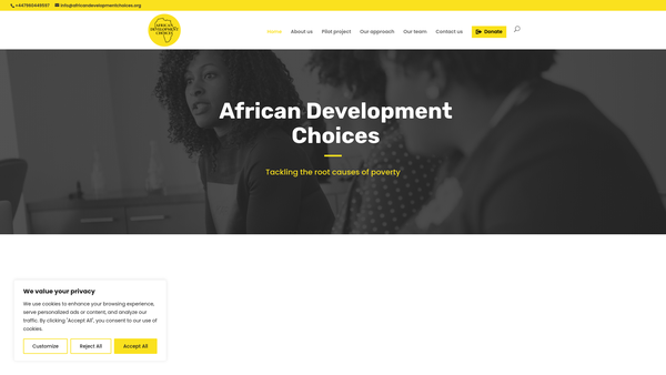 Screenshot of the African Development Choices website