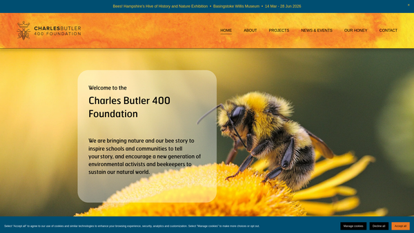 Screenshot of the Charles Butler 400 Foundation website