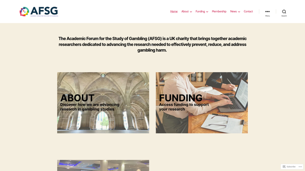 Screenshot of the Academic Forum For The Study Of Gambling website