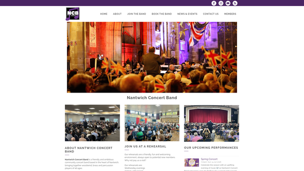 Screenshot of the The Association Of Nantwich Bands website