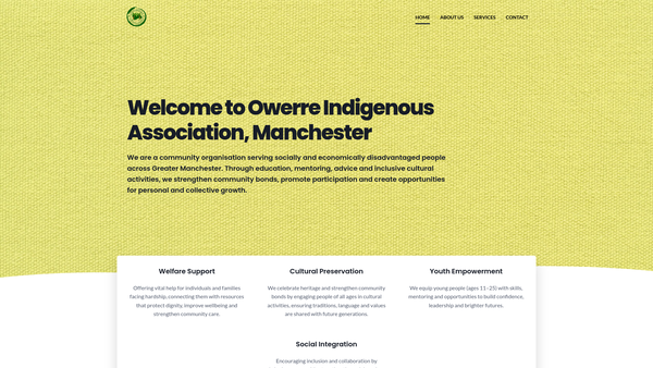 Screenshot of the Owerre Indigenes Association, Manchester website