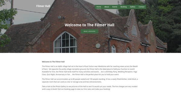 Screenshot of the Filmer Hall website