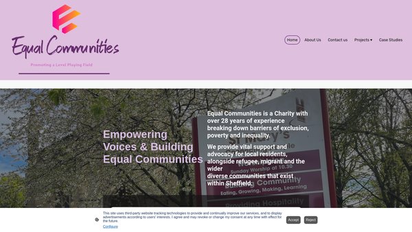 Screenshot of the Equal Communities Ltd website