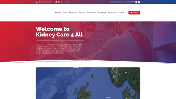 Screenshot of the Kidney Care For All website