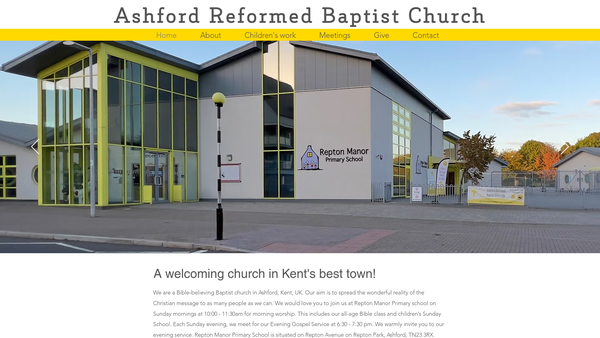 Screenshot of the Ashford Reformed Baptist Church website