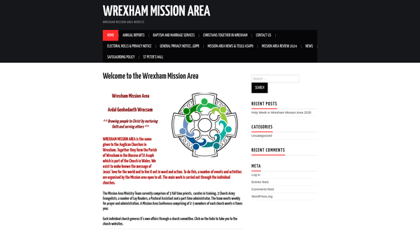 Screenshot of the Wrexham Mission Area CIO website