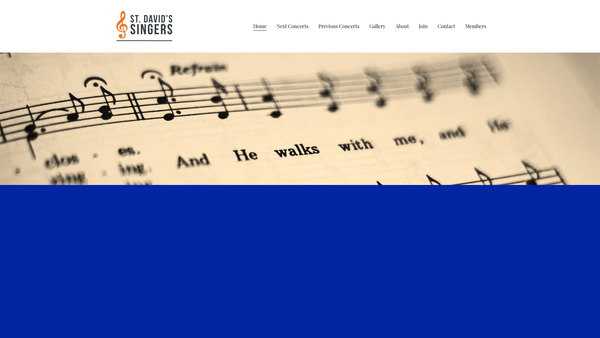 Screenshot of the St. David's Singers (Exeter & East Devon) website