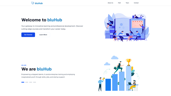 Screenshot of the Blu Hub website