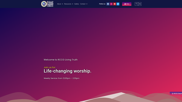 Screenshot of the The Redeemed Christian Church Of God (Rccg) Living Truth website