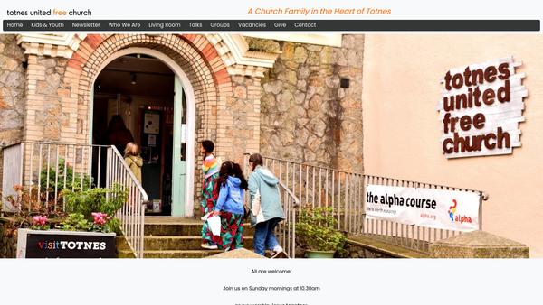 Screenshot of the Totnes United Free Church website