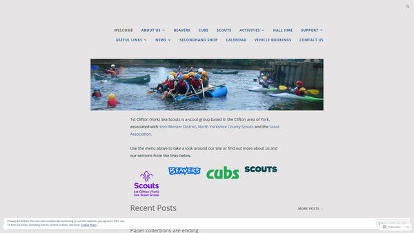Screenshot of the 1st Clifton (York) Sea Scout Group website