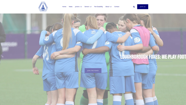 Screenshot of the Loughborough Foxes Womens And Girl's FC website