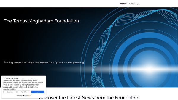 Screenshot of the The Tomas Moghadam Foundation website