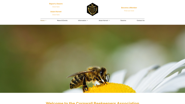 Screenshot of the Cornwall Beekeepers' Association (Incorporated) website