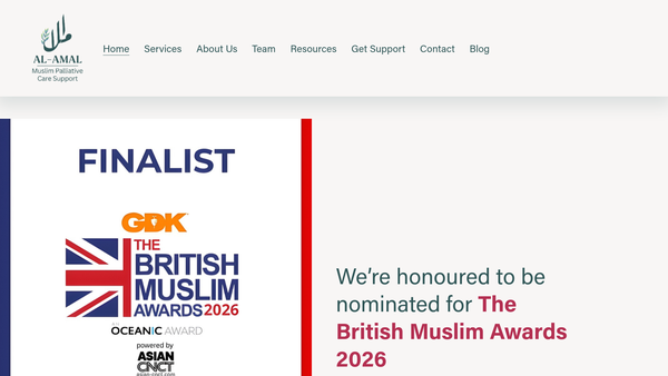 Screenshot of the Al Amal Palliative Care Support website