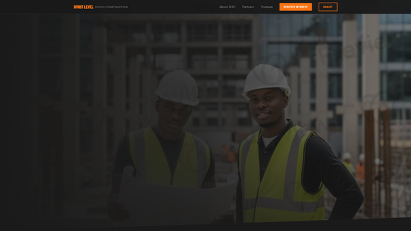 Screenshot of the Spirit Level Youth Construction website