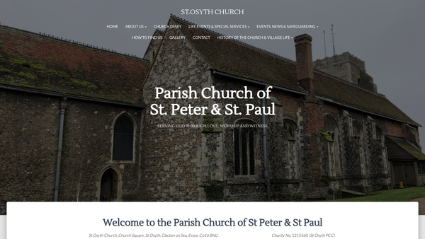 Screenshot of the The Parochial Church Council Of The Ecclesiastical Parish Of St. Peter And St. Paul, St. Osyth website