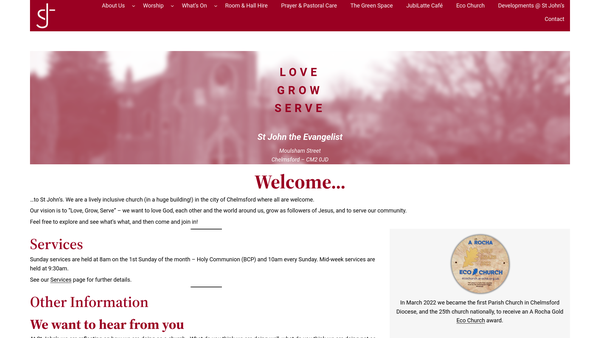Screenshot of the The Parochial Church Council Of The Ecclesiastical Parish Of Saint John, Moulsham, In The Diocese Of Chelmsford website