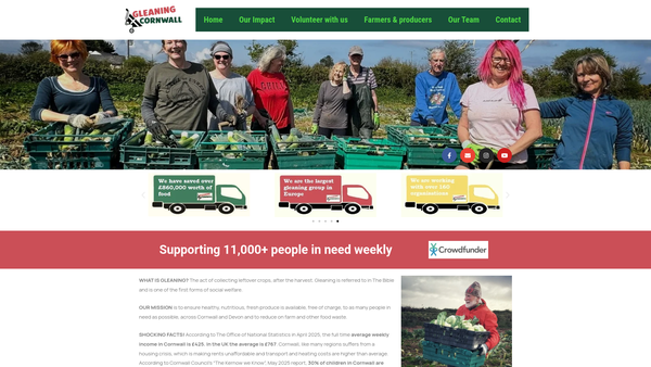 Screenshot of the Gleaning Cornwall website