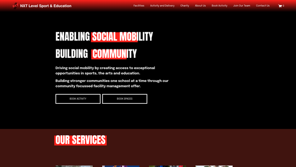 Screenshot of the Nxt Ladder Up Sport And Education website