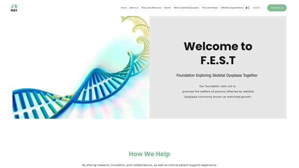 Screenshot of the Foundation Exploring Skeletal Dysplasias Together (Fest) website