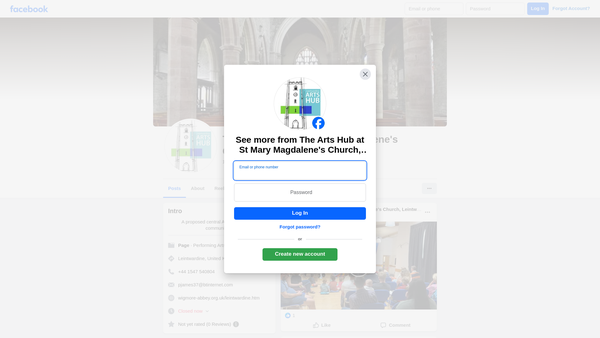 Screenshot of the Leintwardine Arts Hub website