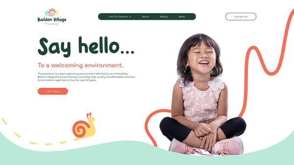 Screenshot of the Baildon Village Pre-School CIO website